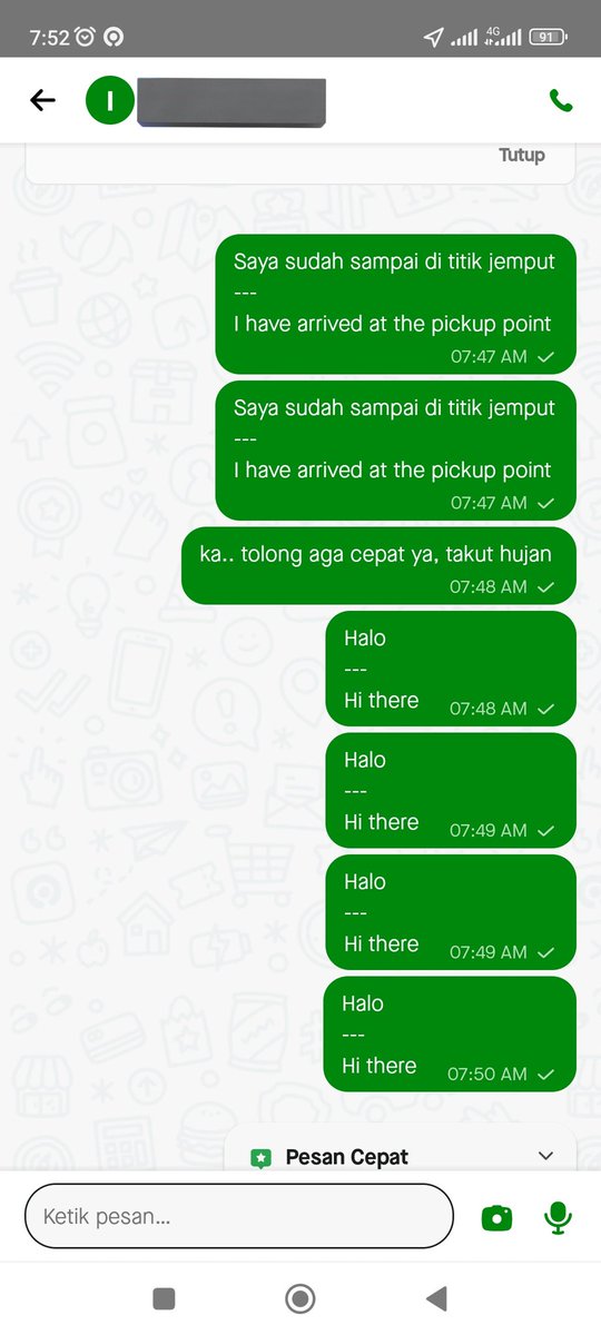 Sedih banget kalau lagi narik dapet customer <a href="/gojekindonesia/">Gojek Indonesia</a> kaya gini.
*Chat gak dibales-bales
*Sudah sampai titik jemput harus masih nunggu lama.

Seenggaknya kalau memang belum siap order, tolong jangan order dulu ya.
Saling menghargai waktu aja, antara driver n customer