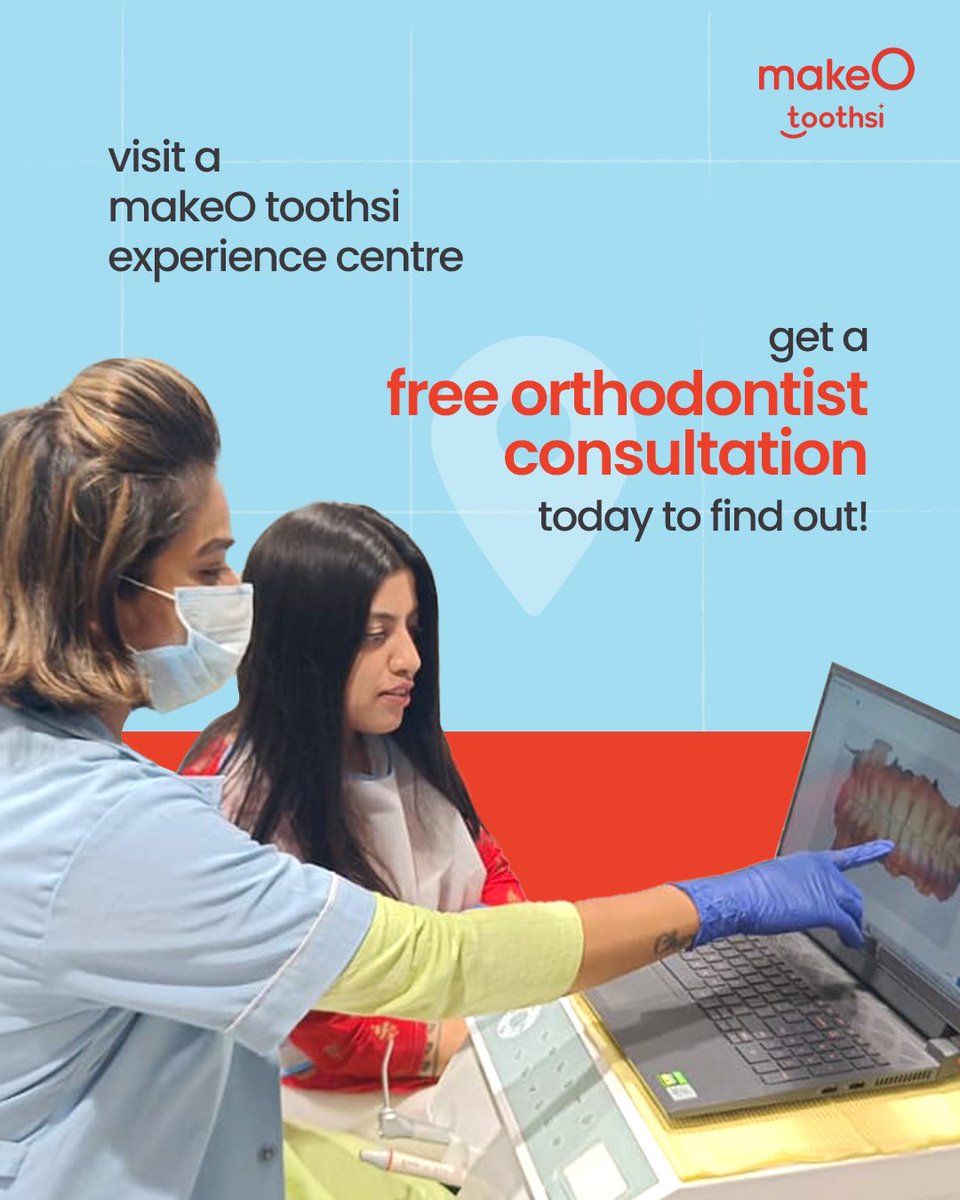 toothsialigners's tweet image. Start your teeth straightening journey with a free orthodontist consultation at makeO toothsi experience centre! Don't let crooked teeth hold you back from your perfect smile any longer!

#makeOtoothsi #teethstraightening #braces #smilemakeover #clearaligners #dental
