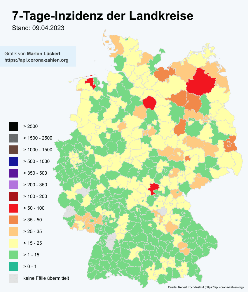 CoronaBot_DEU's tweet photo. 🇩🇪 #Corona Statistiken am 09.04.2023 🇩🇪

🦠 Aktiv Infiziert: 79.358
☠ Todesfälle: 171.411 (+0)
🏥 Genesen: +1.020

⚠ Neuinfektionen: +0
↘ 7 Tage R-Wert: 0,75

🪄 Inzidenz: 15,68 https://t.co/r2TD7W9RSt