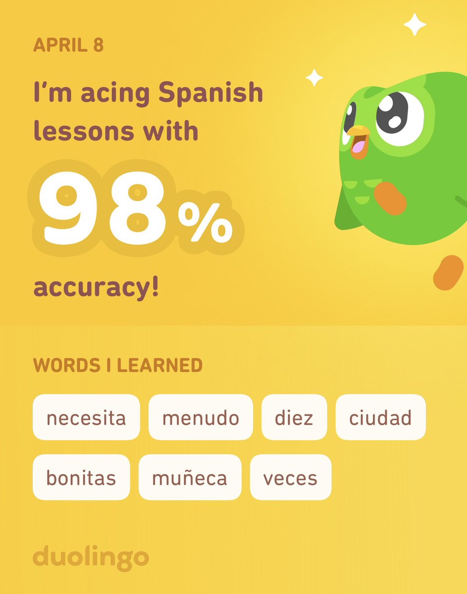 I’m learning Spanish on Duolingo!