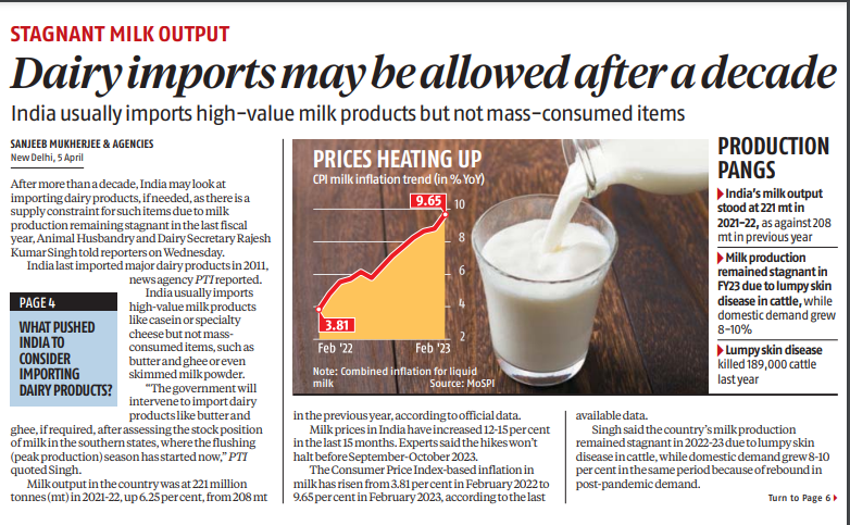 MAPATWARDHAN's tweet photo. Dairy imports may be allowed after a decade
#India #Dairy #Milk #supply #demand #consumption #trend #analysis #production #animal #husbandry #stagnant #import #output #CPI #inflation #markets #ParagMilk #MilkFood #PrabhatDairy #Umang #Dangee #Hatsun #heritage
@sanjeebm77 https://t.co/rGG5HOR6ZG