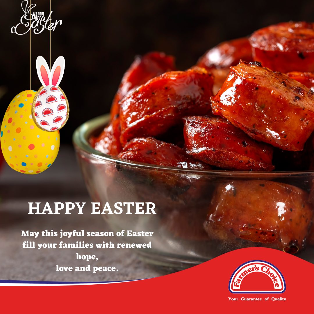FarmersChoiceKE's tweet photo. Happy Easter from The Home of Sausages. #myfarmerschoice #sausagesloveatfirstbite #enjoyeaster https://t.co/qOZRfby9hC