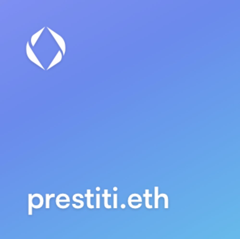portafoglio_eth's tweet photo. 5.12 AM in Italy

Just minted

prestiti.eth

Loans in Italian

Happy Easter “amici miei”

https://t.co/PqCsrNs166

#prestiti #loans #Ethereum #ens https://t.co/0oLFtSksuE