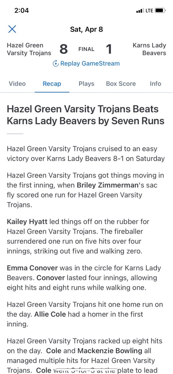 Kailey_Hyatt10's tweet photo. Great weekend with the best team!  Made it to the semis! Proud of our team for coming back! @hghs_softball https://t.co/5H09vOCWyp