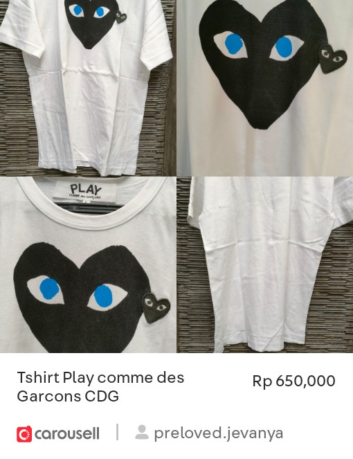 Evaanoviii's tweet photo. Lihat 'Tshirt Play comme des Garcons CDG', tersedia di Rp 650,000 di #Carousell: https://t.co/z318sZkjDy https://t.co/eN9oFbAelH