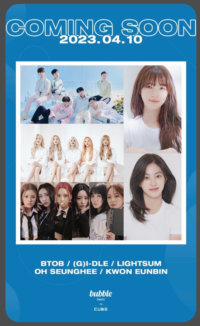 [📰] LIGHTSUM is coming to BUBBLE together with other Cube artists.

Subscriptions will be opened on April 10, 2023.

You can now download Bubble for Cube App now.

iOS
apps.apple.com/br/app/bubble-…

Google Play
play.google.com/store/apps/det…

#LIGHTSUM #라잇썸
<a href="/CUBE_LIGHTSUM/">LIGHTSUM·라잇썸</a>