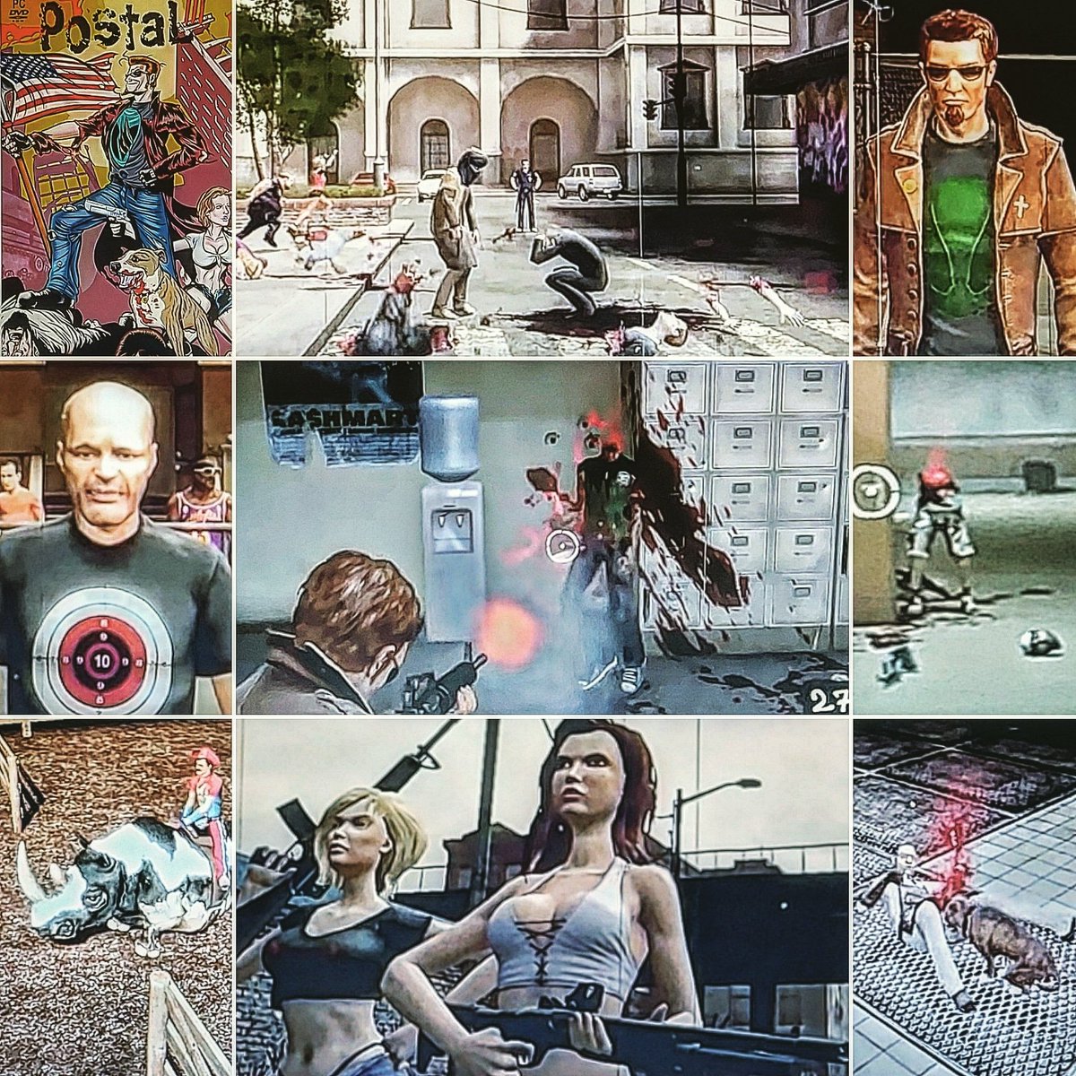 owikj's tweet photo. Watched a walkthrough of the #pcgame #postal3
#thirdpersonshooter #postaldude #champthedog #terroristattack #bodyparts #looselimbs #headblownoff #notorso #bloodandgore #uweboll #randyjones #villagepeoplecowboy #rhino #jenniferwalcott #chewingballsoff #runningwithscissors https://t.co/pZ6tO54rEr