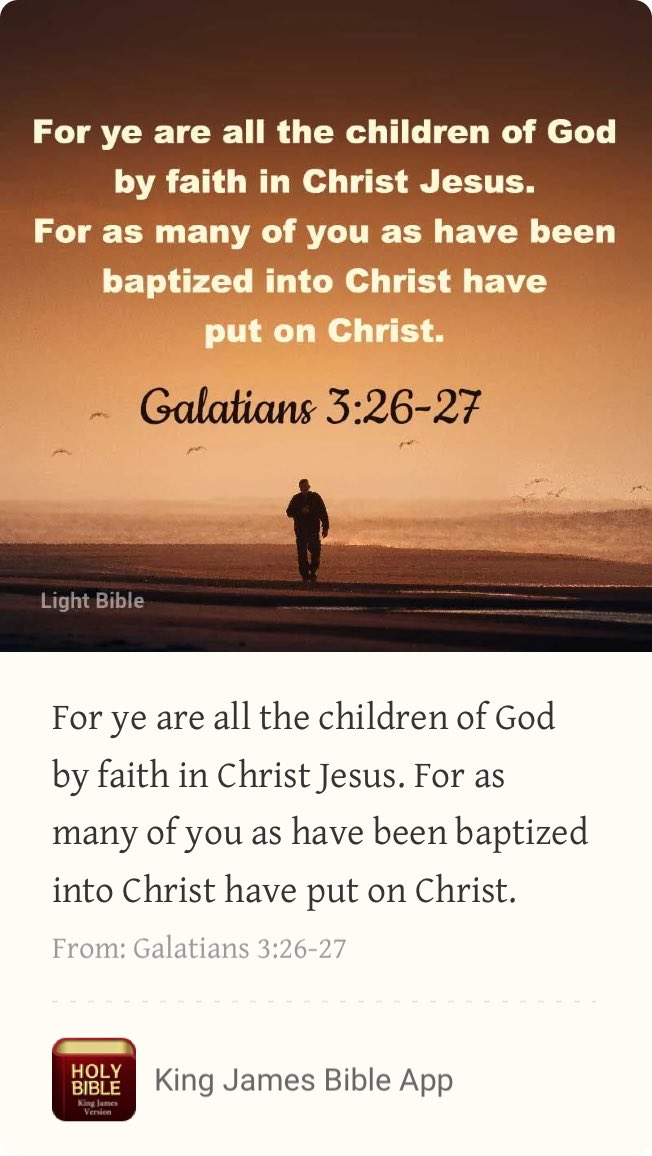 beck_thereasa's tweet photo. God🗣️’s N, Galatians 3:26-27, KJV. Lord, I TU 4 setting me free from the sun power had over my life. I have chosen 2 leave my old sinful self &amp; I am fully focused on🚶‍♀️ing in the life of righteousness &amp; holiness, U have called me 2 live through Ur Son.TU 4 reinforcing my faith. 🙏🏽 https://t.co/KpZ4BkXEA8