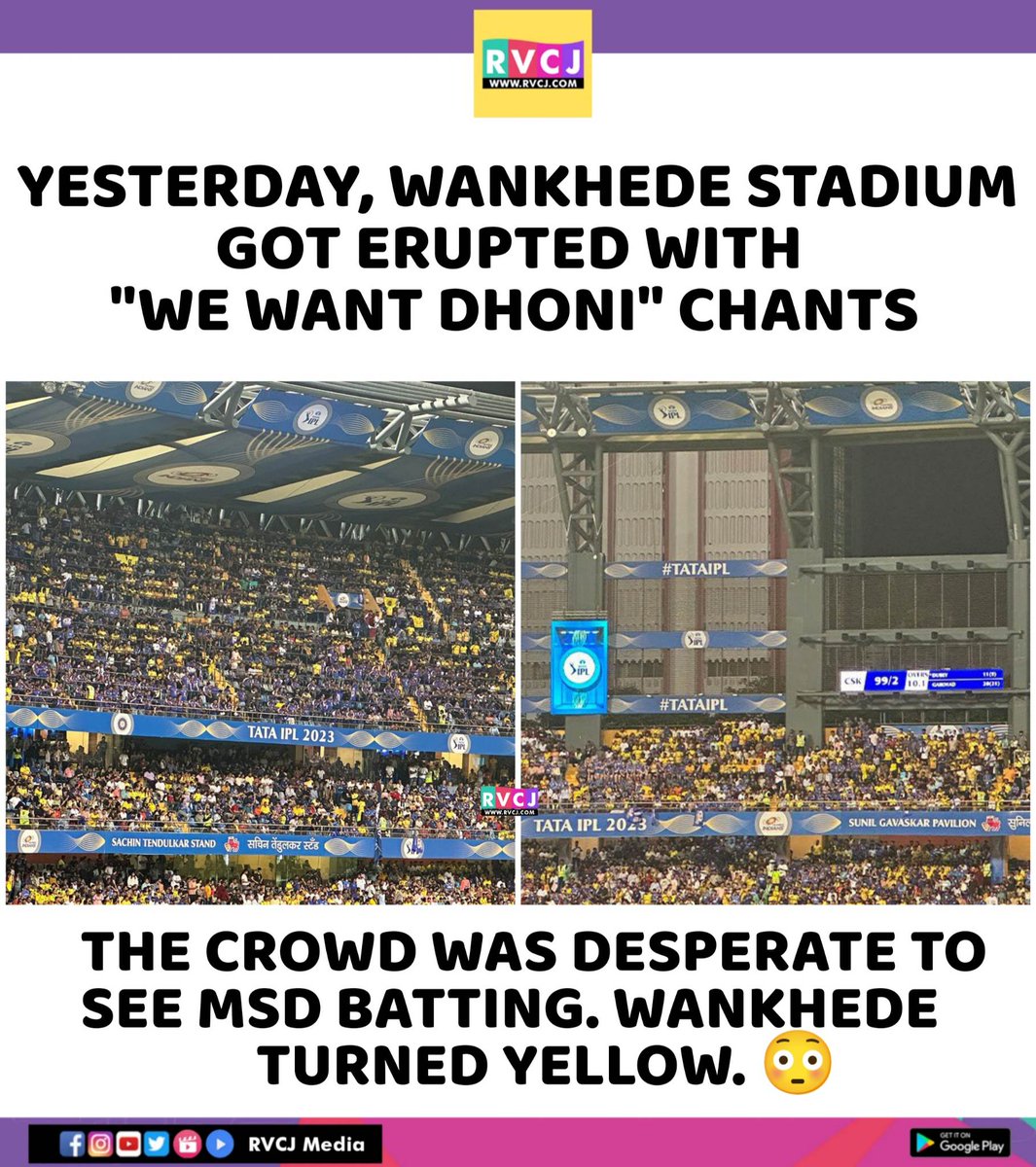 RVCJ_FB's tweet photo. WE WANT DHONI!
#IPL2023 #MIvCSK https://t.co/HXkWla70II