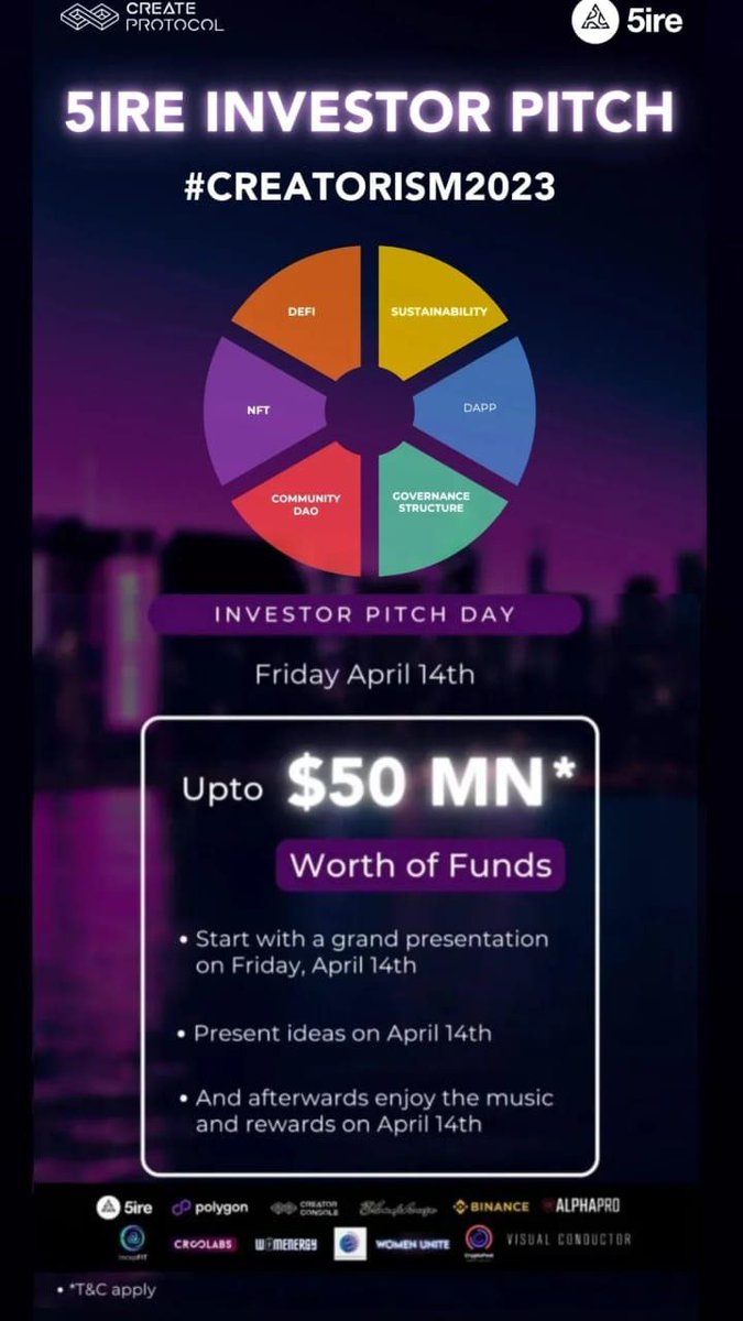 ImRMojha's tweet image. Hey, Startups! 
Don&apos;t forget to join &apos;&apos;Investors Pitch Day&apos;&apos; on 14 April at #Creatorism2023 

#Creatorism is the event at there we can meet thousands of creators and investors as well 
Event Link:-  lnkd.in/drZYPB49
#Createprotocol #CREATORISM2023 #NFTNYC2023 #NFTContest