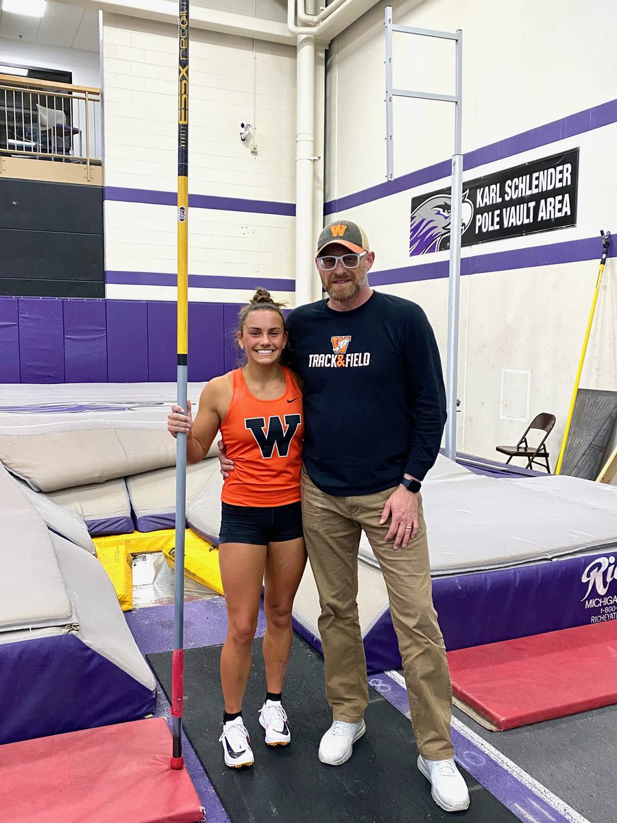 Shout out to Coach Hauser for all the work he puts in with Eliza and the rest of our pole vault squad.  Well deserved accomplishment for these two tonight! Bring on the outdoor season next week!