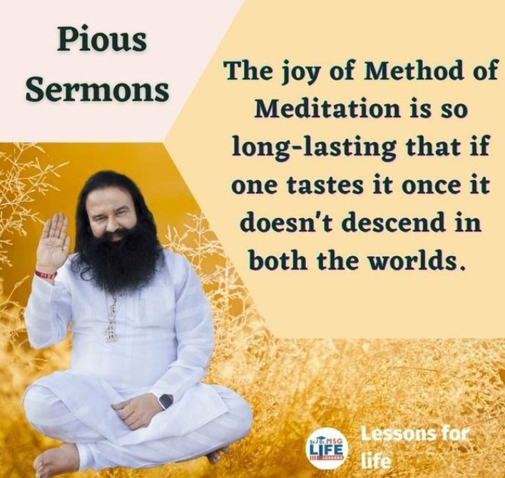 RiyaSai13481999's tweet photo. To get rid of tensions and to gain spiritual peace physical wellness and family happiness the only way is to remember God chan't Guru Mantra the method of meditation.
#SpritiualSunday
@Gurmeetramrahim
#DSSNewsUpdate https://t.co/1n2GvZheiY