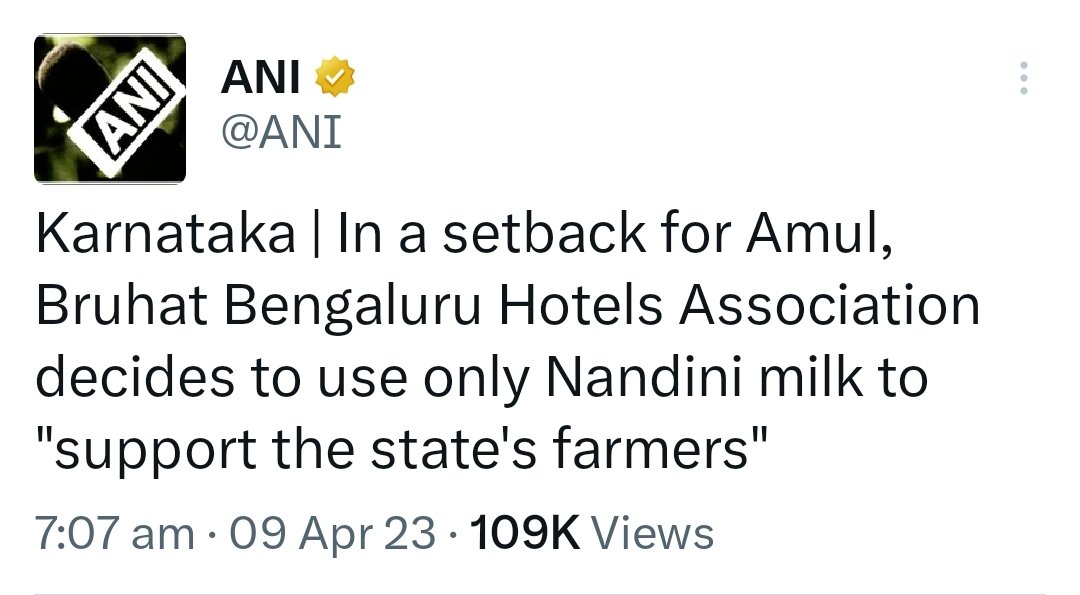 apurvasays's tweet photo. #KarnatakaElection2023
Karnataka & Kannadigas just did their version of #VoiceForLocal #SaveNandini.✌️
All states should replicate this. Protect your identity. https://t.co/EPi9Qi2BRp