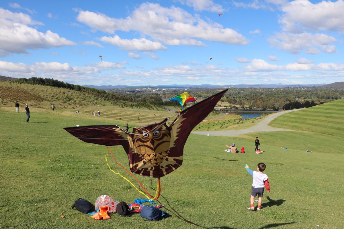 Clarissa_Thorpe's tweet photo. Great day to fly a kite at @NatArboretum #Canberra. 
Just the right mix of wind and sunshine. https://t.co/fwkURF8H15