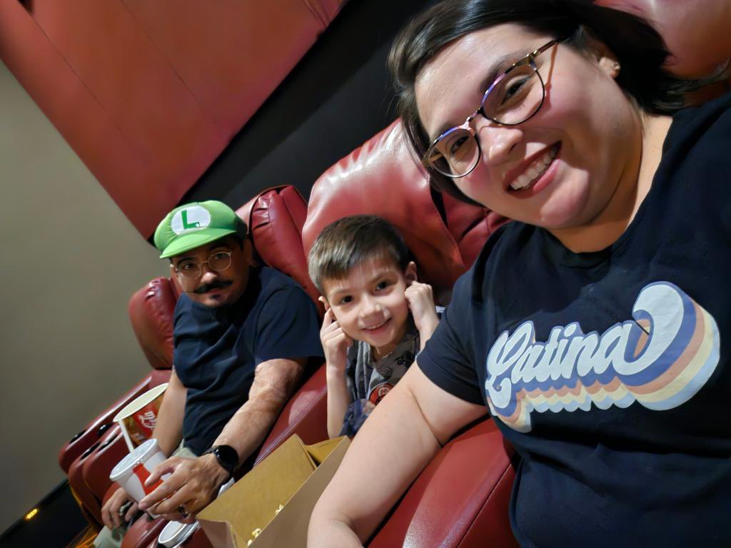 Mamma mia! The grandson had a super day! He spent time with Mommy & Daddy watching his all time fav #mariobrothersmovie . Thank you to @AMCTheatres for hosting a #sensoryfriendly showing! #AutismAwareness #autismspeaks