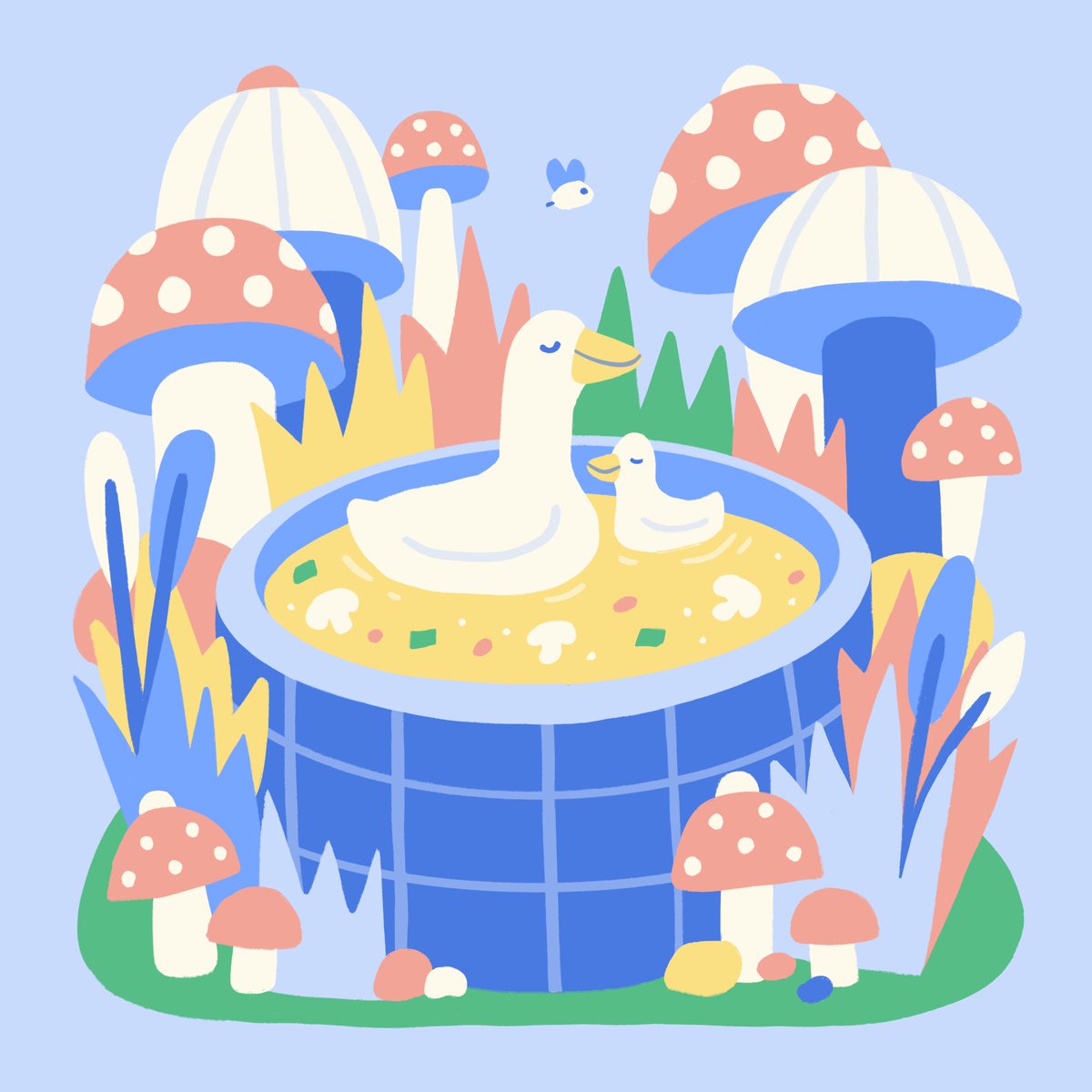 Soaking in a tub of creamy mushroom soup 😌🍄  

#kidsillustration #Procreate