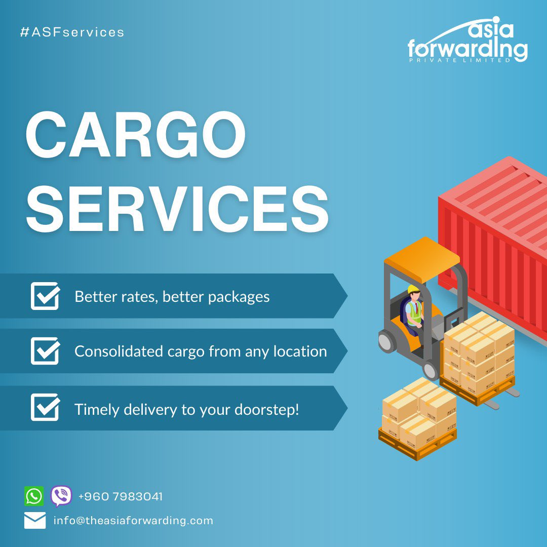 asiaforwarding's tweet photo. Looking for reliable cargo services that deliver on time, every time?
Contact us today!
7983042 | info@theasiaforwarding.com
#ASFservices #AsiaForwarding #Cargo #Shipment #Logistic #Maldives #Freightforward #Freight https://t.co/V3Xu6S4dXq
