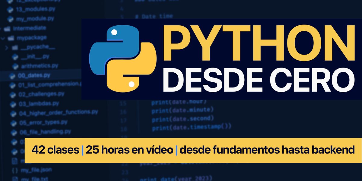 Me paso a recordar 10 cosas que puedes programar con Python, y que tengo un curso gratis desde cero de 27 horas. ⇨ Web ⇨ Apps ⇨ Backend ⇨ IA ⇨ Data science ⇨ Scripting ⇨ DevOps ⇨ Testing ⇨ IoT ⇨ Juegos 🔗 mouredev.com/python