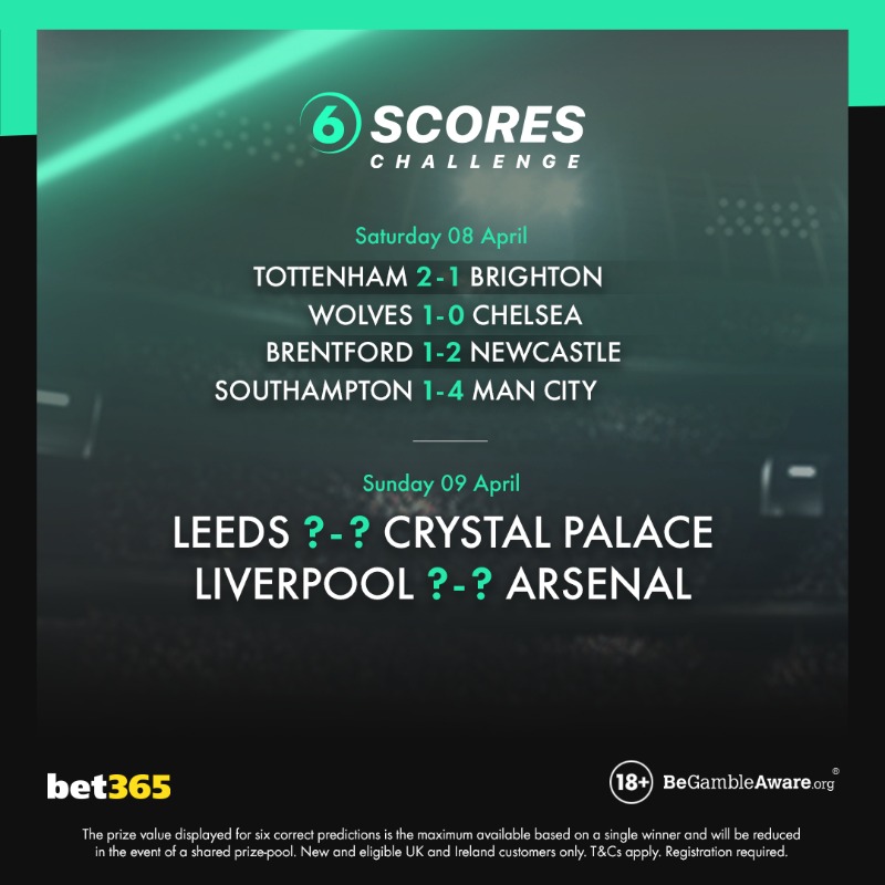 6 Scores Challenge from bet365: free to enter and £1 million to be won!