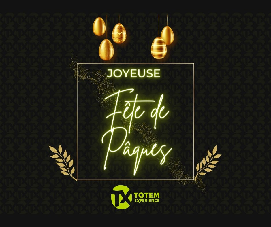 Nous vous souhaitons une joyeuse fête de Pâques.
Célébrez la avec paix, amour et gratitude ! 🤗

#Pâques2023 #TotemExperience #TotemFactory