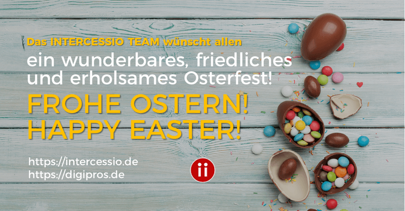 Hoffentlich können Sie alle diesen schönen Ostersonntag genießen und  sich erholen.

Das #IntercessioTeam wünscht ein frohes, wunderbares, friedliches und erholsame Osterfest:

FROHE OSTERN &amp; HAPPY EASTER! 🐇 🐣 🌷 

#Sourcing #Recruiting #Talentfinder