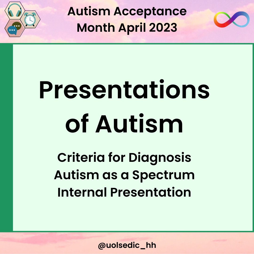 This week’s post for #AutismAcceptanceMonth talks about autism as a spectrum and the less obvious ways that it might present. All presentations of autism are valid, and all autistic voices deserve to be heard. #NothingAboutUsWithoutUs. (1/4)