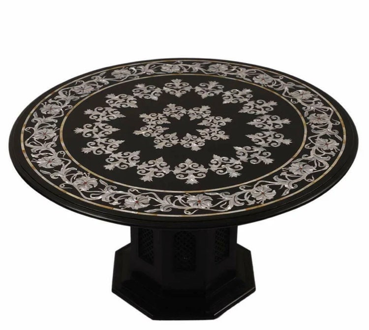 Excited to share the latest addition to my #etsy shop: Marble Round Dining Table, Marble Inlay Table Top, Console Table, Side Table, Round Black Entryway Table etsy.me/3KM6Q9O #rounddiningtable #marbletabletop #midcenturymodern #handmadefurniture #marblecoffeet