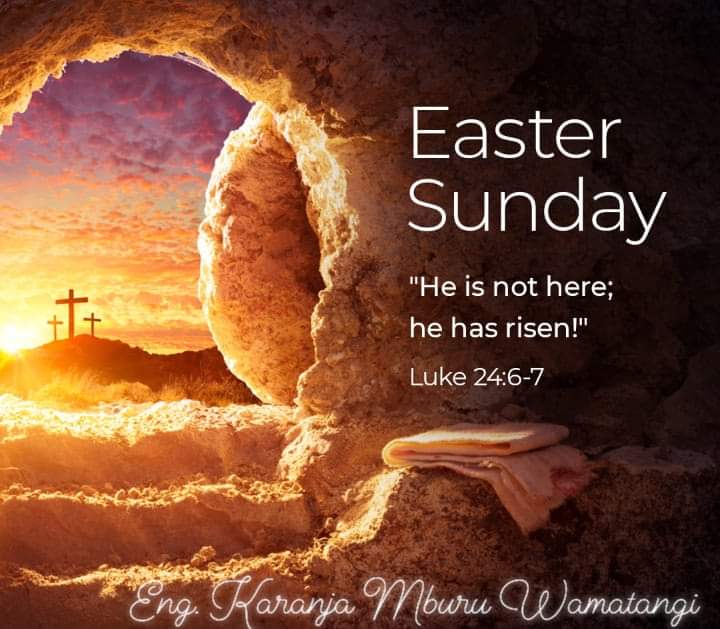 EngWamatangi's tweet photo. Because of the empty tomb, we have peace. Because of His resurrection, we can have peace during even the most troubling of times because we know He is in control of all that happens in the world.Jesus has Risen.
Happy Easter Sunday.
#EasterSunday
#GivingIsAGift https://t.co/B27AbyW1qa