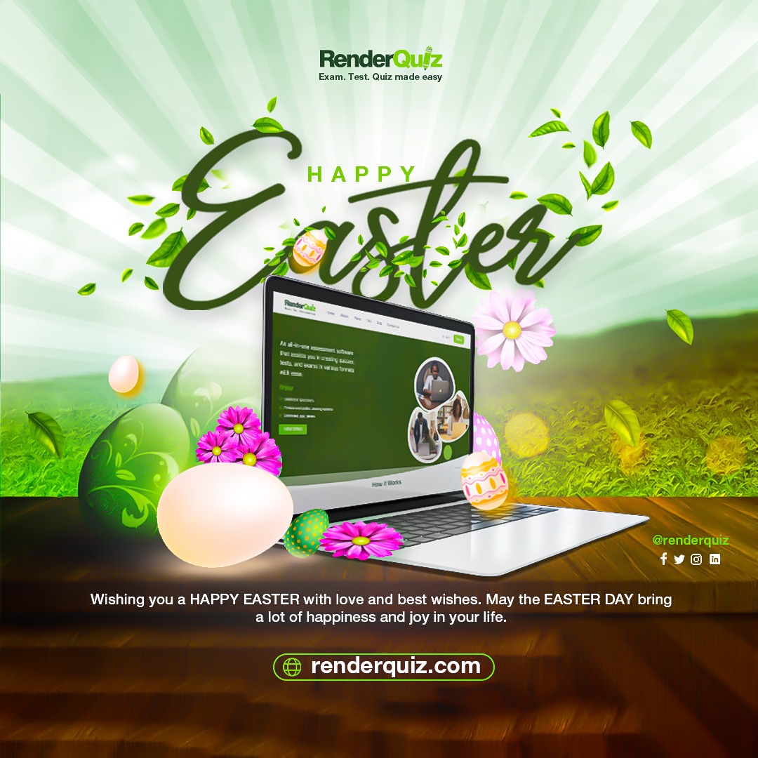 Renderquiz's tweet image. Happy Easter from Renderquiz 🎉, May the Easter bring you lots of happiness and love ❣️.

Visit renderquiz.com for all types online exams, tests and quizzes.

#Easter2023 #HappyEaster2023 #onlinetest #onlineexams #onlinequizzes #test #schools #college