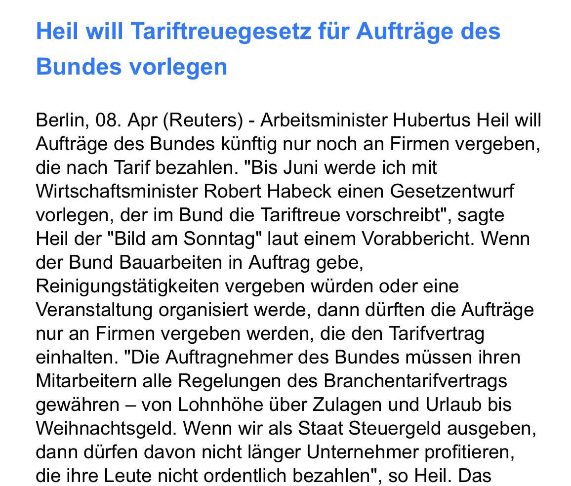 Der <a href="/hubertus_heil/">Hubertus Heil</a> plant ein Fairer-Lohn-Gesetz. Vom #Saarland und <a href="/AnkeRehlinger/">Anke Rehlinger</a> lernen ist immer gut und richtig.