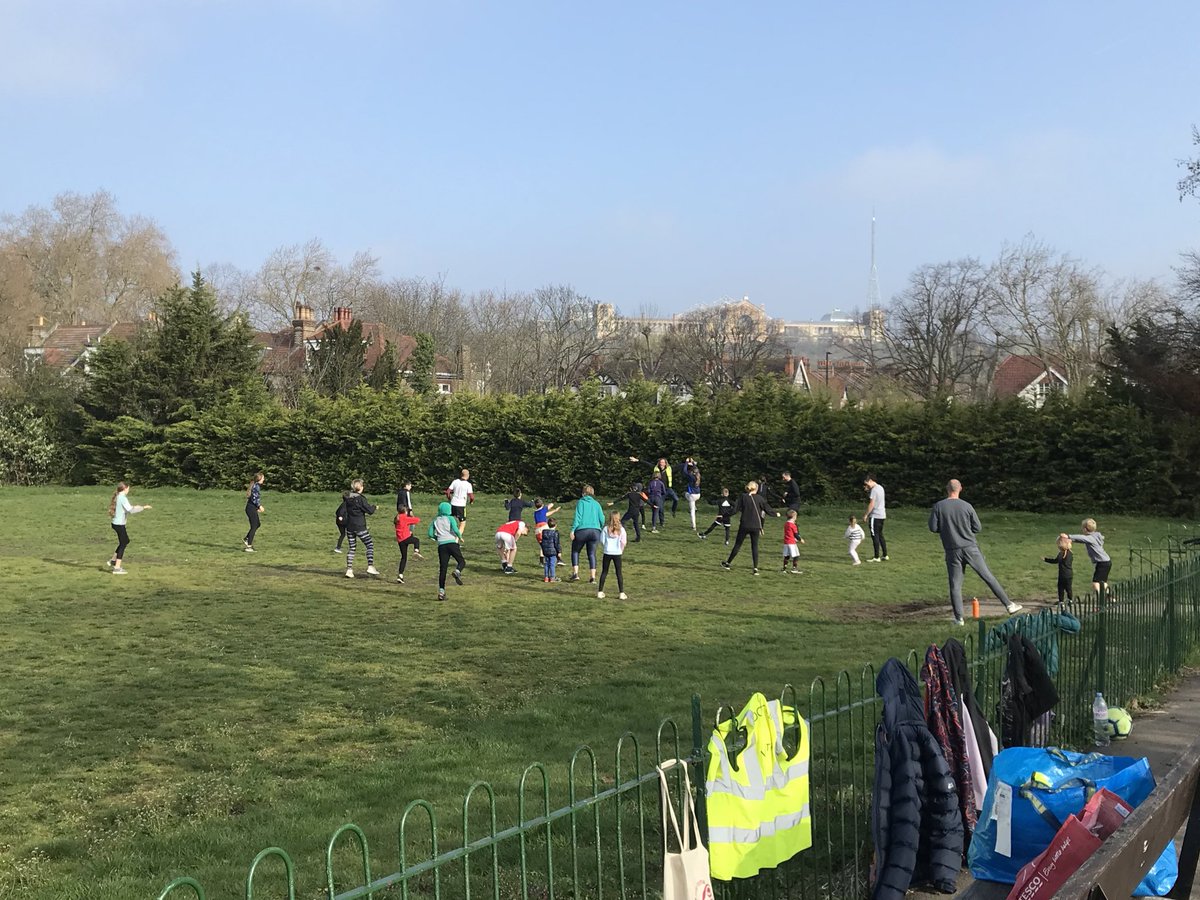 A small, but very enthusiastic, field of 20 junior parkrunners warming up ahead of their sunny Easter Sunday parkrun. 
We assume everyone else was too busy eating chocolate! 😀
#loveparkrun