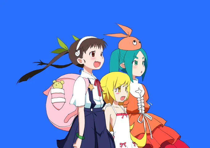 遅ればせながらフォロワー様600人↑ほんとにありがとうございますのロリトリオ!!! #物語シリーズ #イラスト #illustration 
