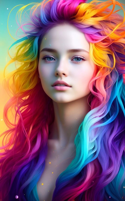 🌈 Beautiful colourful hair girl with cute smile 

#digitalart #HappyEaster #colourfulart #art #painting #BeautifulWomen #women