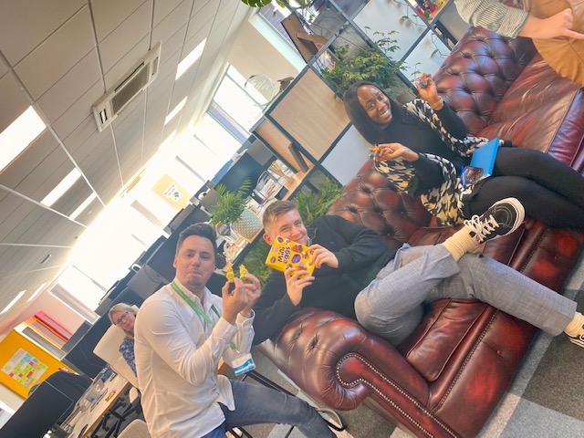 CREATION's tweet photo. The team at CREATION wishes you a Happy Easter! You are never too old for an Easter Egg hunt - we had great fun today in the office searching under the pot plants and desks to find beautifully wrapped Easter treats #easter #easteregghunt #creationteam https://t.co/1GBKL6W7GX