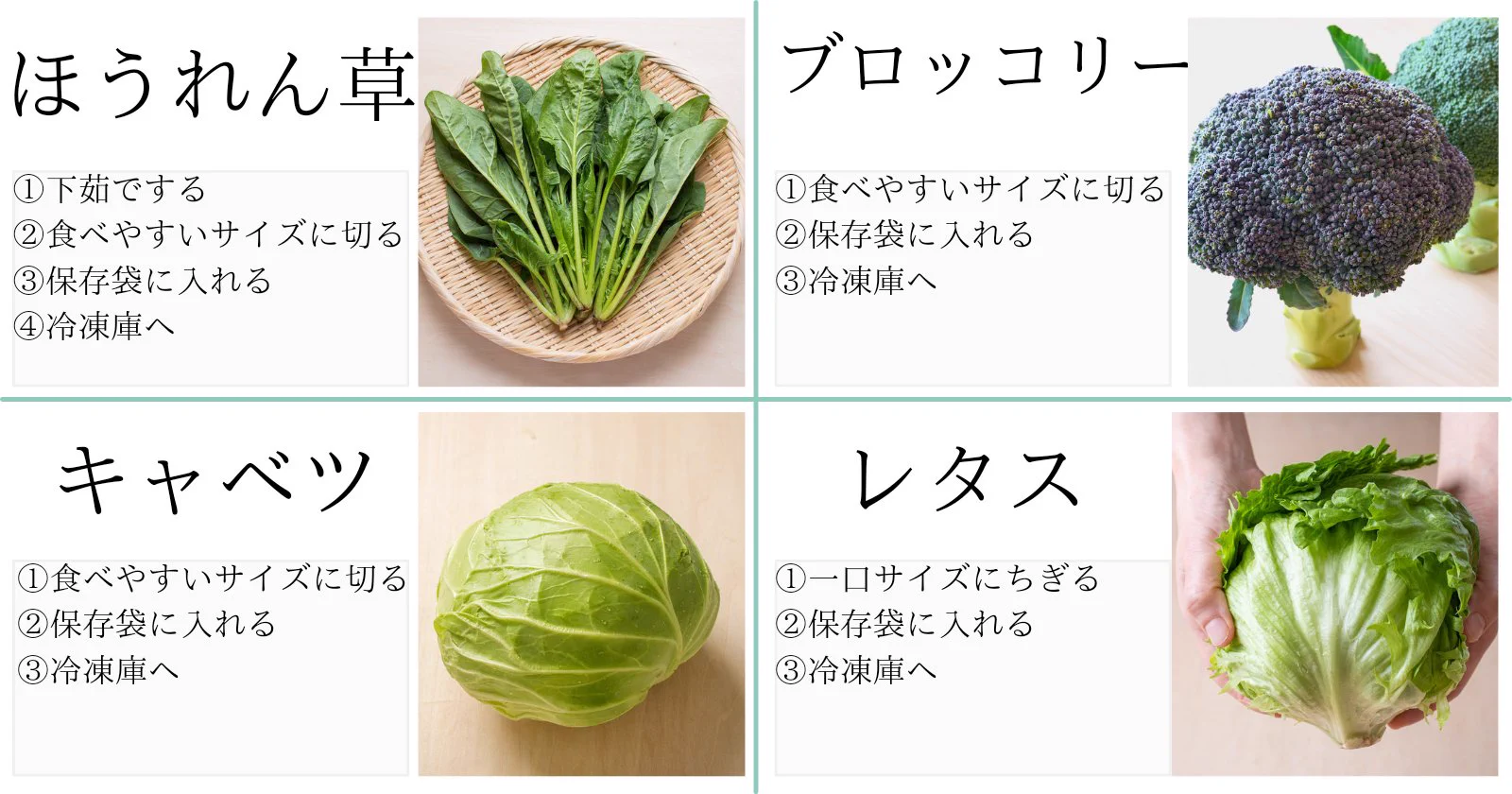 安いときにまとめ買いして、腐らせないで使い切る！「野菜の冷凍保存まとめ」