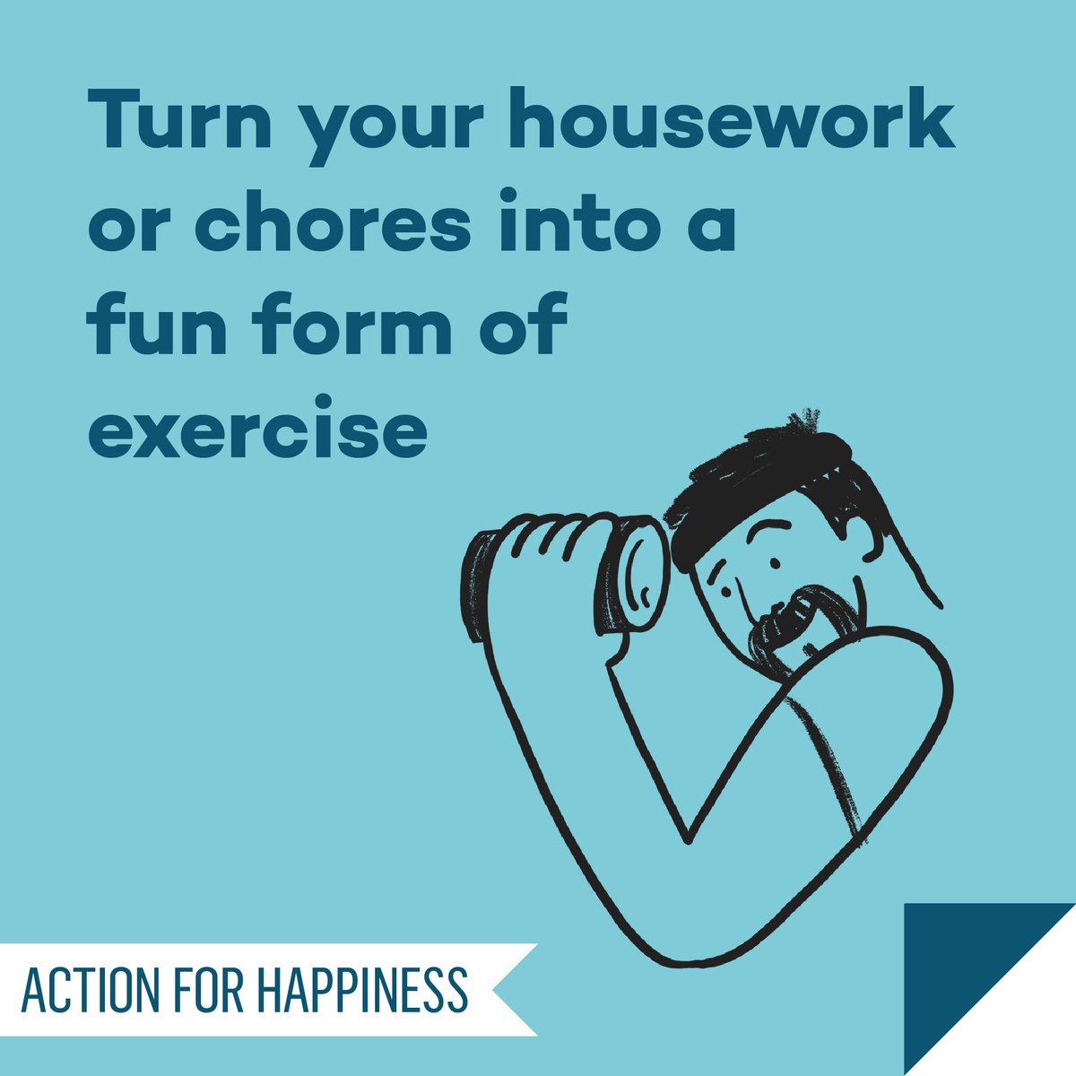 actionhappiness's tweet image. Active April - Day 9: Turn your housework or chores into a fun form of exercise 💪 actionforhappiness.org/active-april #ActiveApril