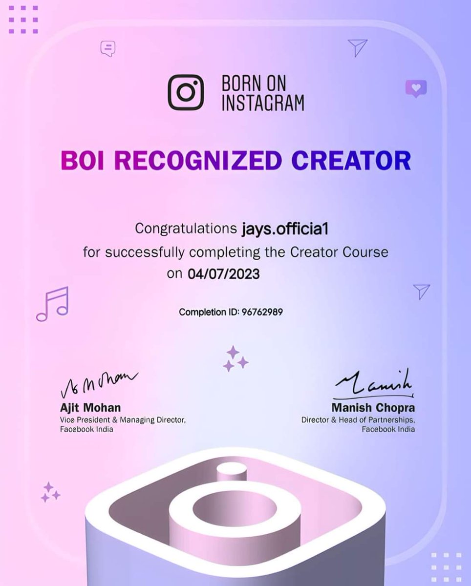 #जयस
instagram.com/jays.officia1?…
 कल इंस्टाग्राम ने जयस पुरखा परिवार द्वारा jays official ग्रुप को सम्मानित किया है इंस्टाग्राम की सारी creator policy को सही से इस्तेमाल करने के लिए उन्होंने यह प्रमाण पत्र दिया है। जयस पुरखा परिवार आभारी है।
जय जयस <a href="/anandrai177/">Office Of Dr Anand Rai</a> ,<a href="/LokeshMujalda/">Lokesh Mujalda</a>