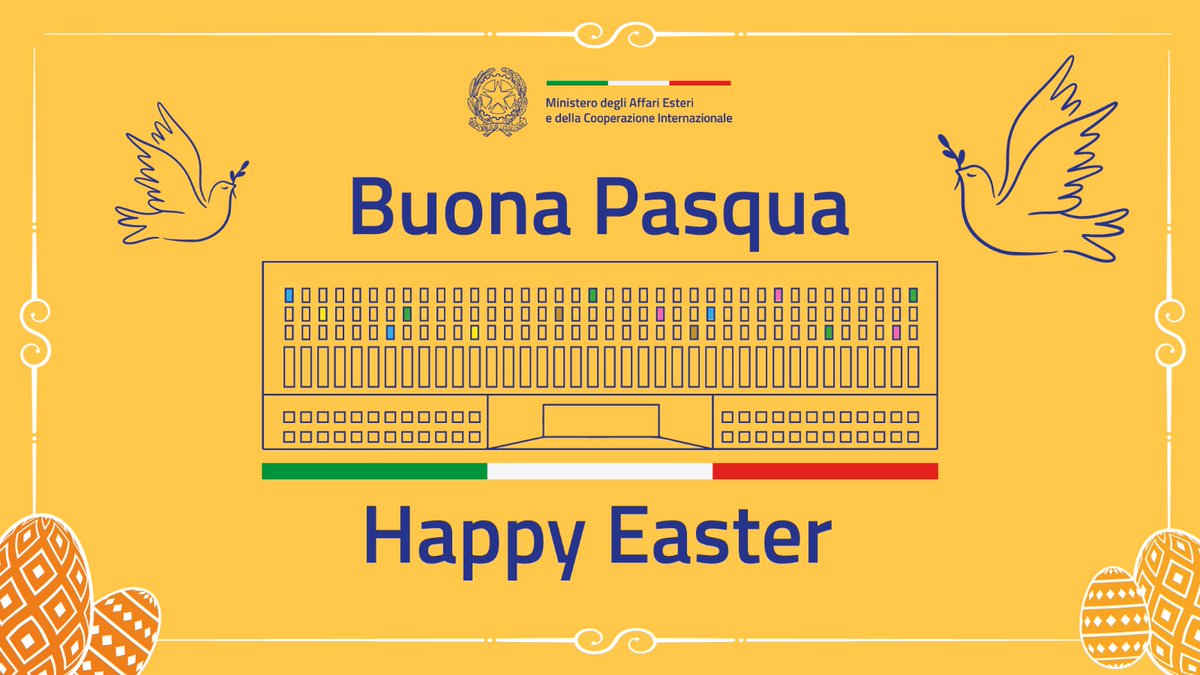 Auguriamo una serena e felice #Pasqua, con un pensiero di pace e speranza, a tutti i connazionali in Italia e nel mondo 🌍 e a coloro che la celebrano.