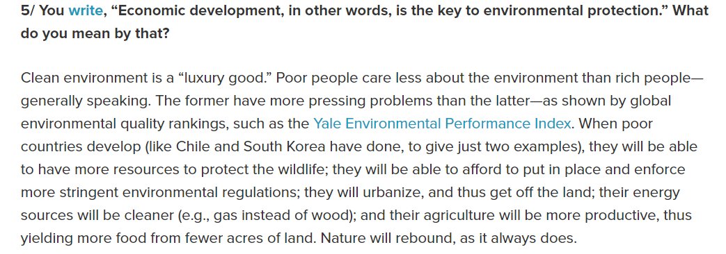 ThomasRotthier's tweet image. Welvaart en zorg voor het milieu gaan hand in hand. Als mensen meer inkomen hebben, zullen ze doorgaans meer aandacht en middelen inzetten om milieuproblemen op te lossen.
@Marian_L_Tupy #HumanProgress humanprogress.org/9-questions-on…