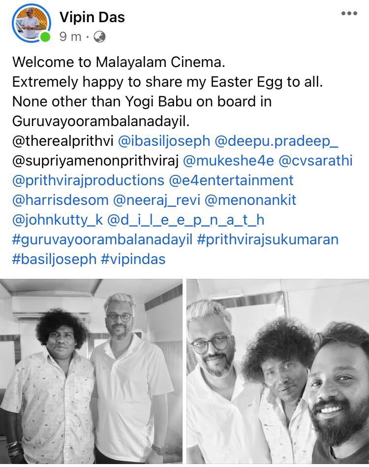 kollywoodtalks's tweet image. #YogiBabu on-board in #Guruvayoorambalanadayil.

Debut in Mollywood