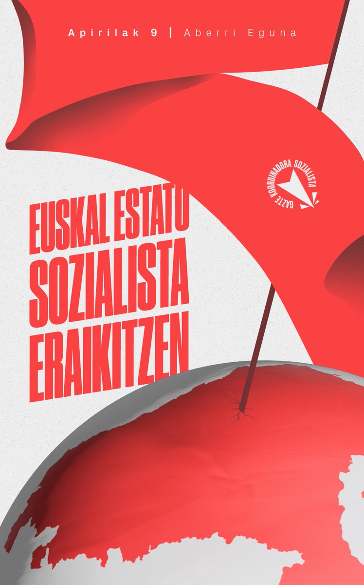 GKSozialista's tweet photo. Gaurkoan, Euskal Estatu Sozialistaren aldeko konpromisoa berretsi nahi dugu.

Euskal Herriko zapalkuntza egoera gainditzeko eta bertako ondare kulturalaren garapenerako baldintzak sortzeko, Euskal Estatu Sozialista eraiki behar dugu, sozialismoa nazioartean hedatzearekin batera. https://t.co/srtkVcqD1e