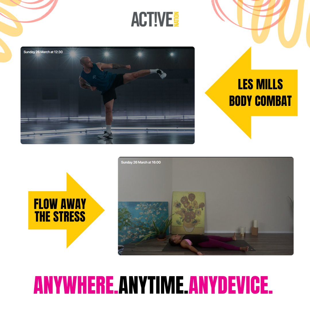 ActiveNationUK's tweet image. Take advantage of 1 month FREE workout anywhere, anytime and on any device!

Did you know we also have LIVE classes to enjoy, here is 2 on the schedule for tomorrow to start your week just right! 

activenation.org.uk/anywhereanytime

#WorkoutAnywhere #ActiveNation