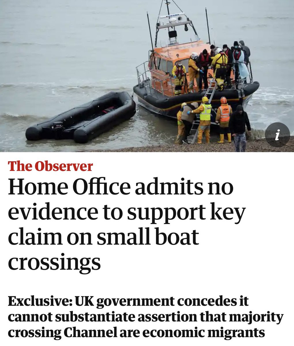 So. There’s NO evidence that most people arriving by small boats are economic migrants. But there’s LOTS of evidence that Patel and Braverman told that lie. A lie that has stoked racism and justified evil legislating. And we just carry on with that do we? As if it’s no big deal?