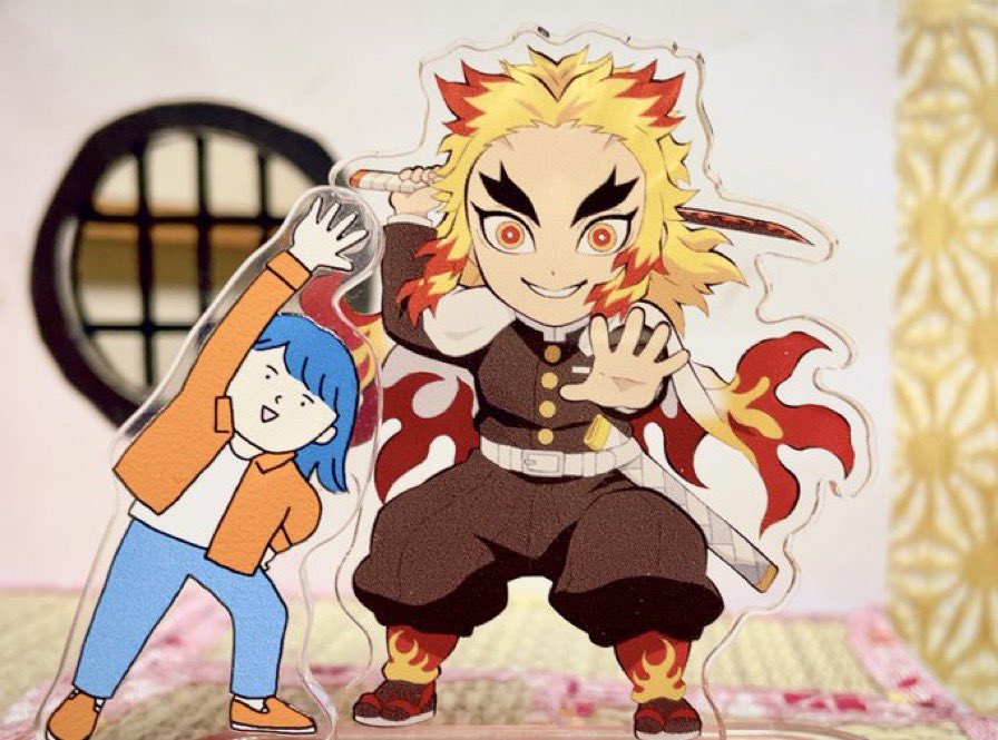 rengoku kyoujurou weapon blonde hair forked eyebrows pants sword smile red hair  illustration images