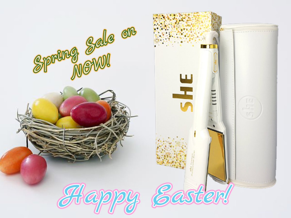 SheHairUK's tweet photo. Happy Easter from all of us here at SHE Hair HQ! For a limited time our White Titanium Straighteners are just £54.99 & our Evo Straightening Brush is just £34.99! https://t.co/87OUe5XgHk #SheHairUK #TitaniumStyler #SheEvoHotbrush #HairCare #StraighteningBrush
#Easter https://t.co/6mTGQJxQLM