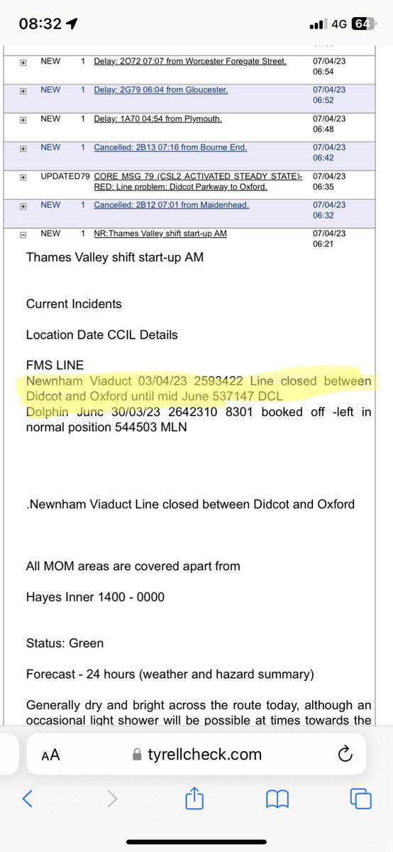 I see ⁦<a href="/GWRHelp/">GWR</a>⁩ assumes the Didcot-Oxford line closed until the middle of June, because of damaged Nuneham viaduct over the Thames. Hugely disruptive for passengers on ⁦<a href="/CrossCountryUK/">CrossCountry Trains</a>⁩ and puts rail freight in an intolerable situation: more lorries on A34.