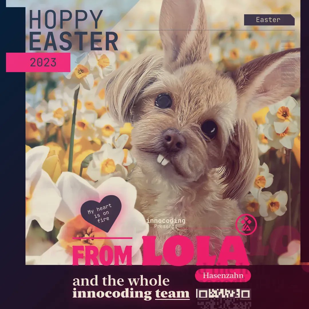 codingms's tweet image. Wir wünschen euch ein wunderschönes Osterfest und sonnige Feiertage!🐰Lola liebt euch!
Euer InnoCoding Team💚
Hashtags: #innomago #codingms #team #typo3