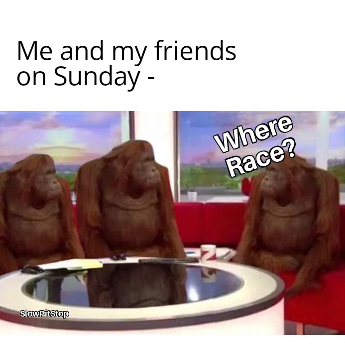 SlowPitStop's tweet photo. Missing the F1 this weekend.

#F1 #SlowPitStop #Sunday https://t.co/xyeOQWryjT