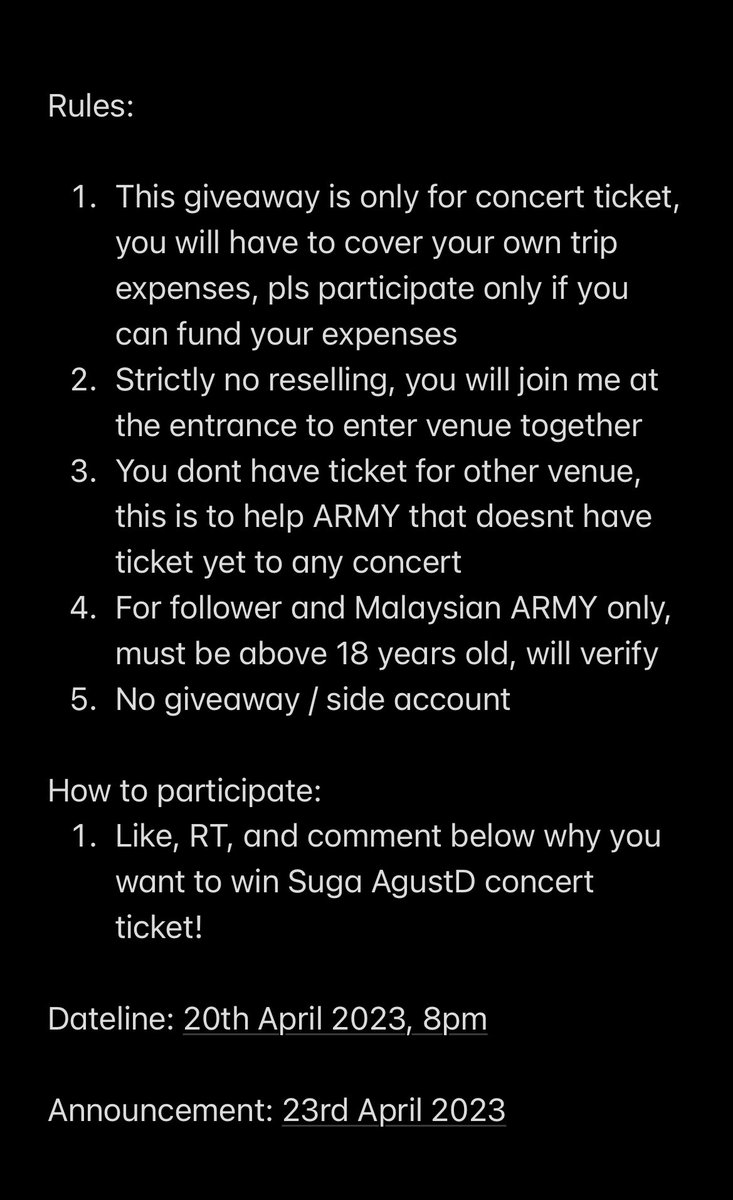 hobieblueside's tweet photo. Nervouss but… GIVEAWAY FOR BTS SUGA AGUSTD CONCERT TICKET IN SINGAPORE START NOW! 🎊🎉 

Good luck!!! 🍀 

#BTS #Suga #AgustD #AgustD_SUGA_Tour_in_Singapore https://t.co/SAR2SaeIEV