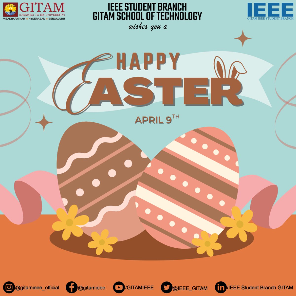 IEEE_GITAM's tweet photo. "The deep roots never doubt that spring will come."
Easter spells out beauty, the rare beauty of life. It is the demonstration of God that life is essentially spiritual and timeless. With colorful decorations, egg hunts, and family gatherings, we focus on a new day . https://t.co/txkFIUG5T6
